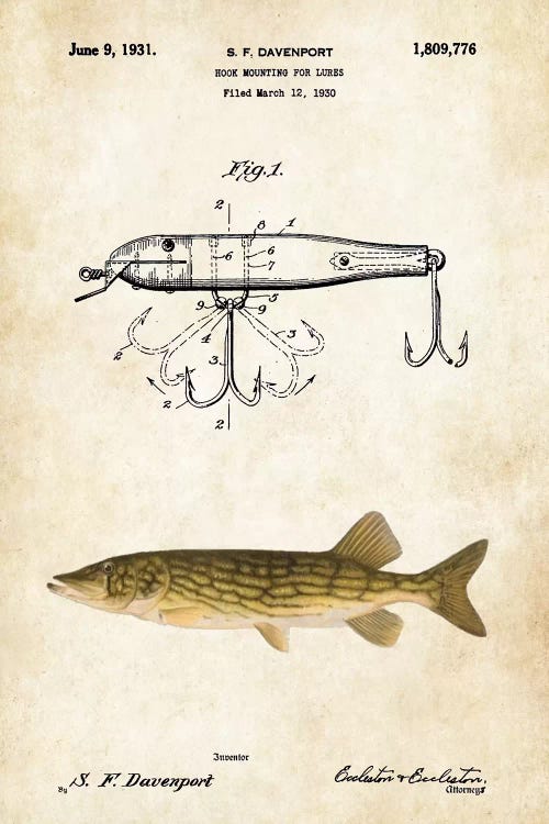 Northern Pike Fishing Lure Art Print by Patent77