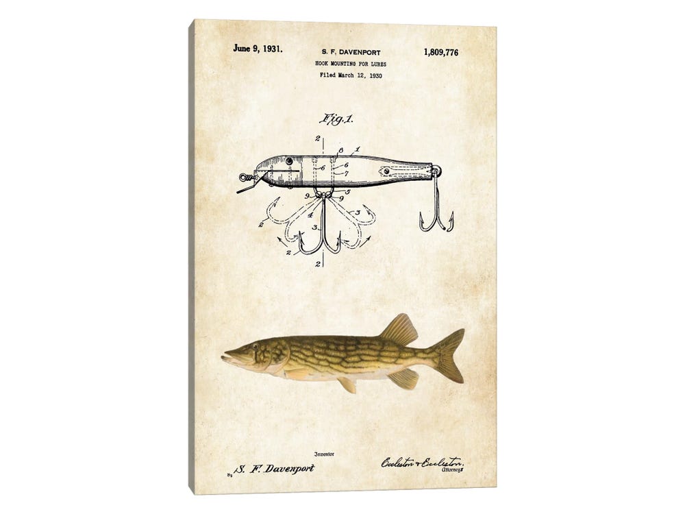 Patent77 Canvas Prints - Northern Pike Fishing Lure ( Sports > Fishing art) - 26x18 in