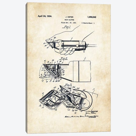 Oster Barber Razor Canvas Print #PTN199} by Patent77 Canvas Art Print