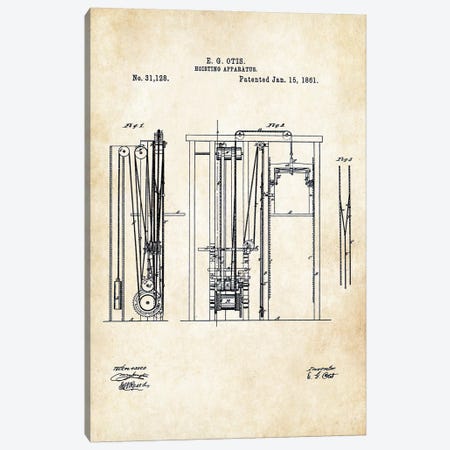 Otis Elevator (1861) Canvas Print #PTN200} by Patent77 Art Print