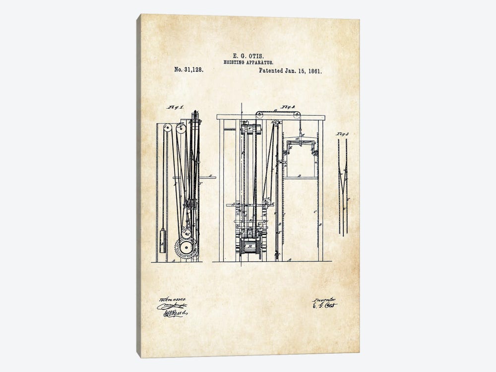 Otis Elevator (1861) by Patent77 1-piece Canvas Artwork