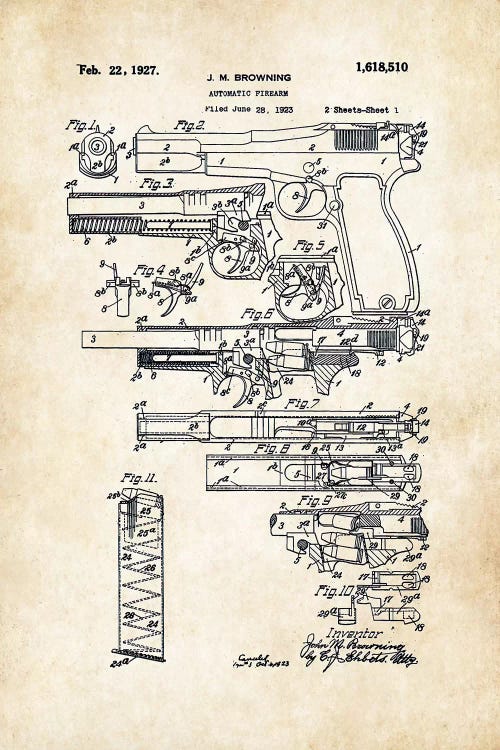 P35 Hi Power FN Pistol by Patent77 wall art