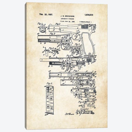 P35 Hi Power FN Pistol Canvas Print #PTN201} by Patent77 Art Print