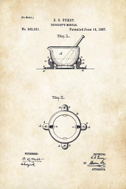 Pharmacist Mortar and Pestle by Patent77 wall art