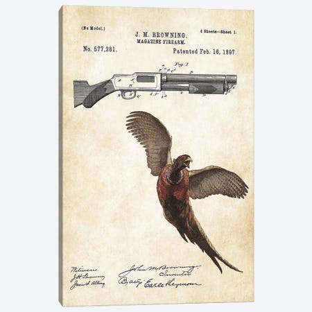 Pheasant Hunting Art Canvas Print #PTN205} by Patent77 Canvas Art