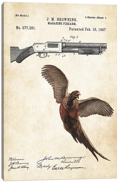 Pheasant Hunting Art Canvas Art Print - Sports Blueprints