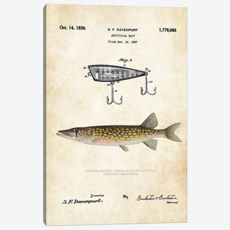 Pickerel Fishing Lure Canvas Print #PTN206} by Patent77 Canvas Art