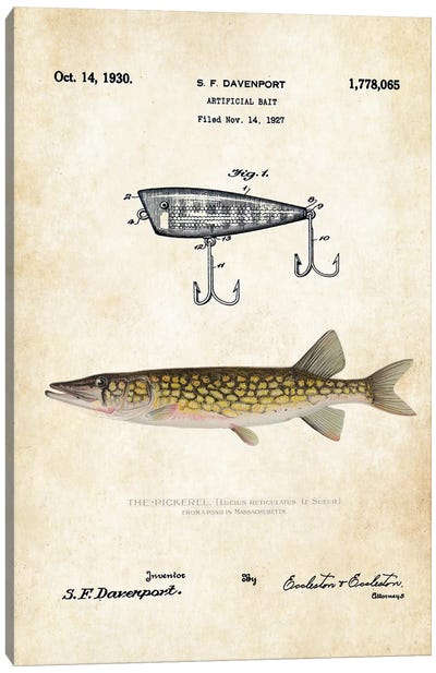 Pickerel Fishing Lure Canvas Art Print - Patent77