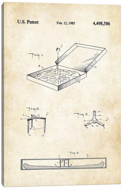 Pizza Box Canvas Art Print - Household Goods Blueprints