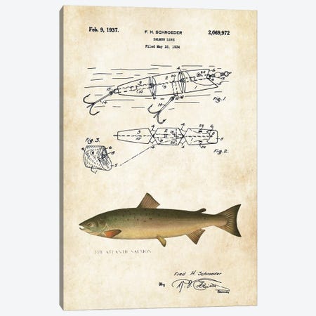 Atlantic Salmon Fishing Lure Canvas Print #PTN20} by Patent77 Art Print