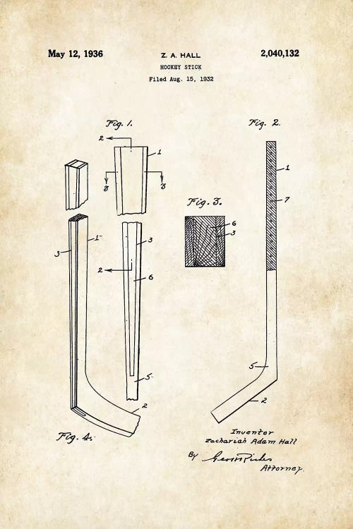 Hockey Stick by Patent77 wall art