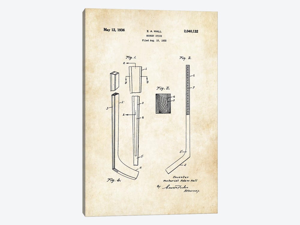 Hockey Stick by Patent77 1-piece Art Print