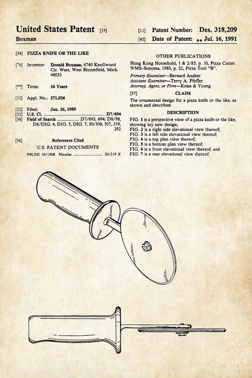 Pizza Cutter by Patent77 wall art