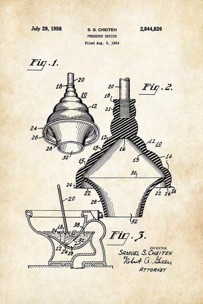 Household Goods Blueprints: Plumber Toilet Plunger by Patent77