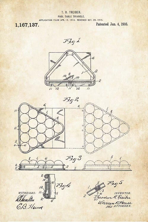 Pool Triangle (1916) by Patent77 wall art