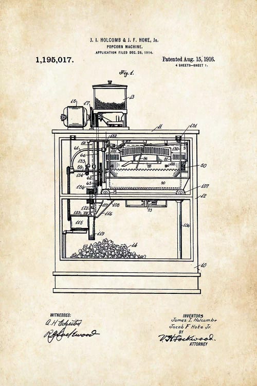 Popcorn Machine by Patent77 wall art