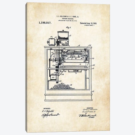 Popcorn Machine Canvas Print #PTN219} by Patent77 Canvas Art