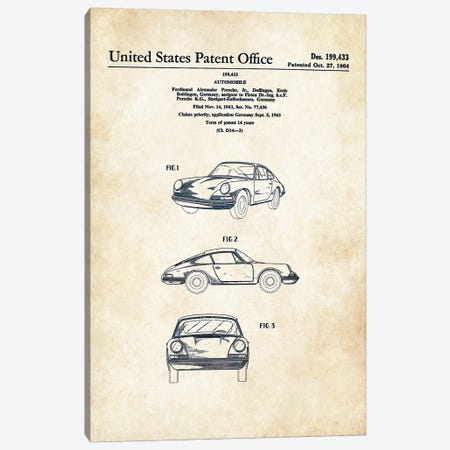 Porsche 911 (1964) Canvas Print #PTN220} by Patent77 Art Print