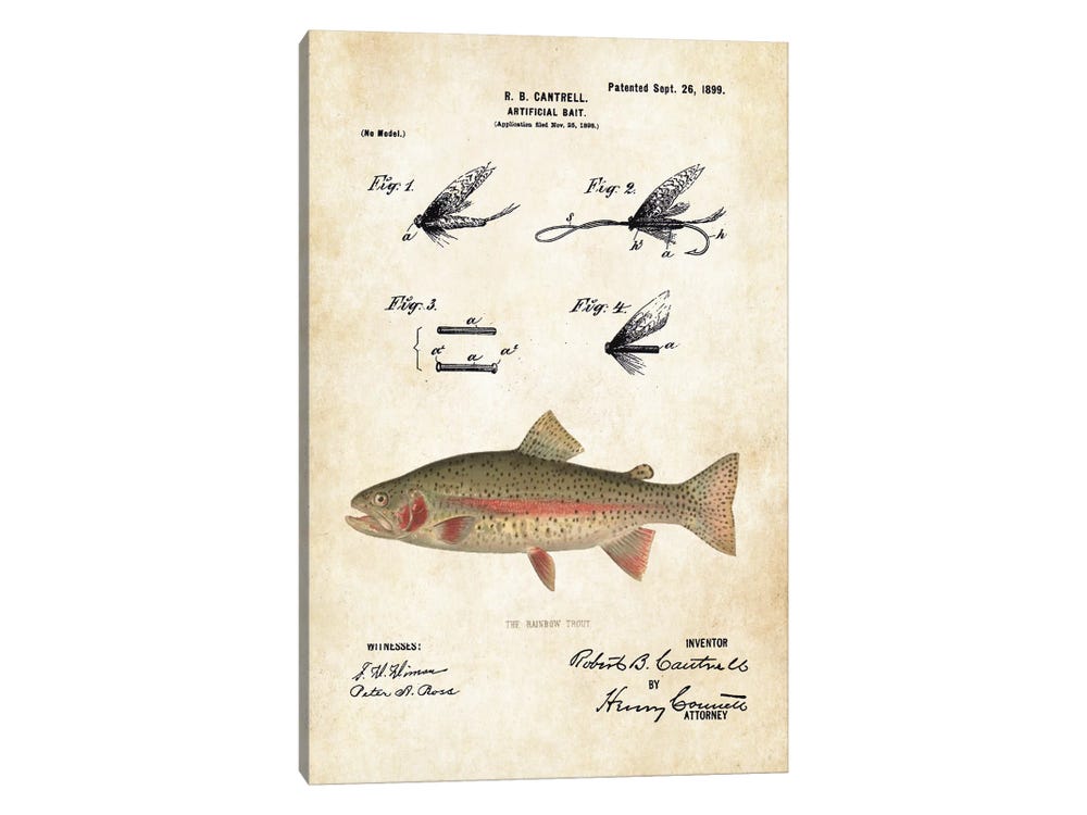 Rainbow Trout Fishing Lure Canvas Artwork by Patent77