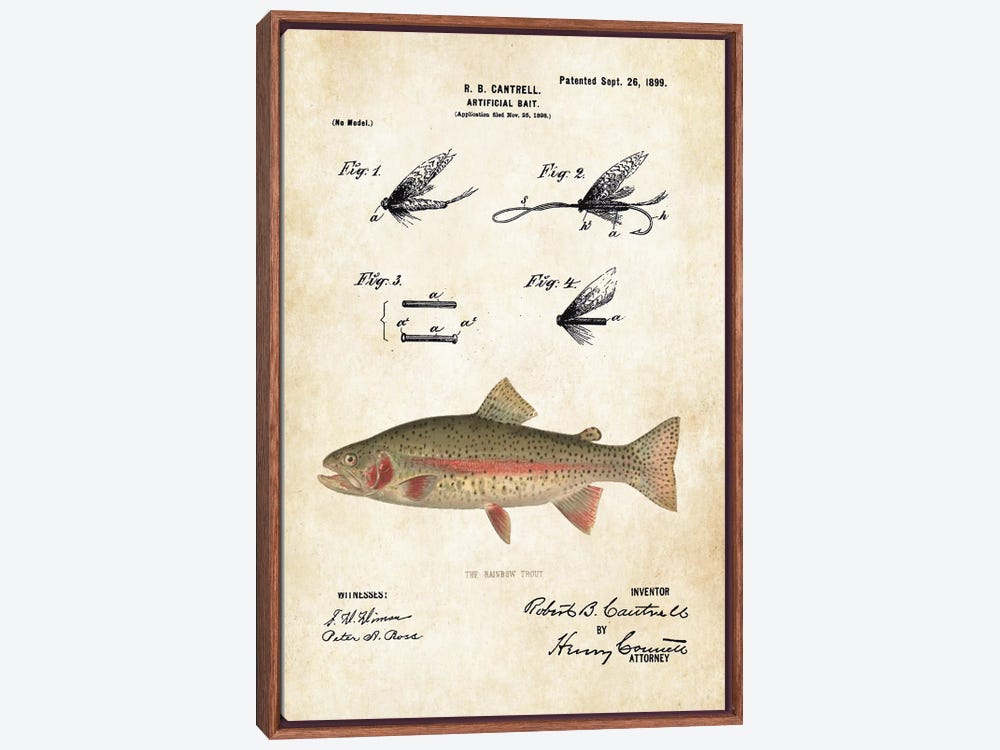 Patent77 Canvas Prints - Rainbow Trout Fishing Lure ( Animals > Sea Life > Fish > Trout art) - 26x18 in