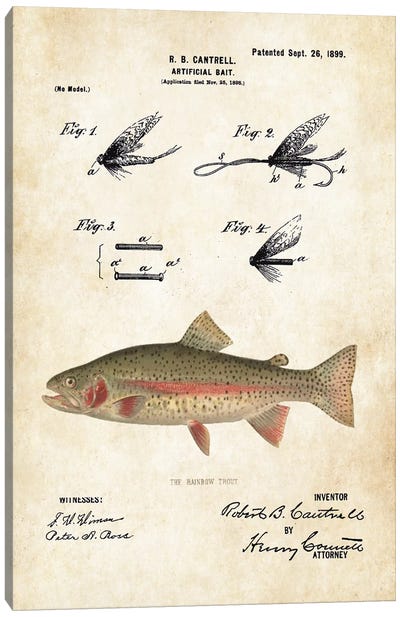 Rainbow Trout Fishing Lure Canvas Art Print - Sports Blueprints
