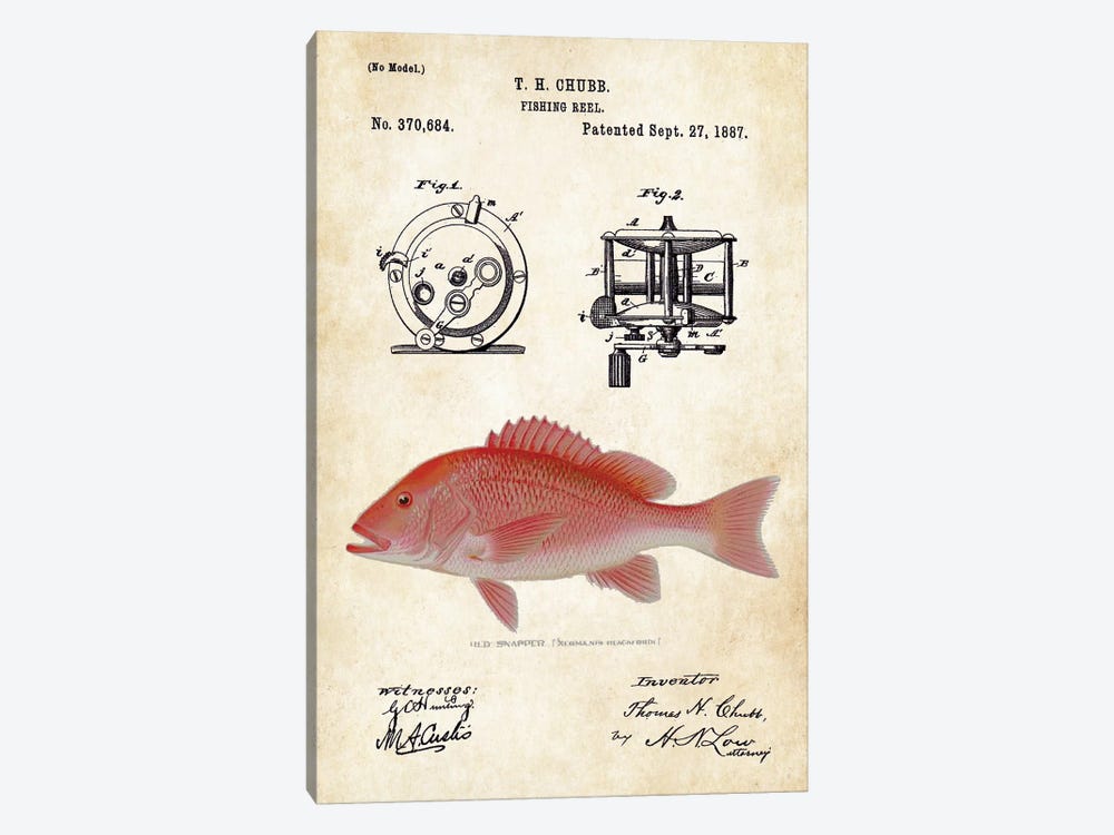 Red Snapper Fishing Lure by Patent77 1-piece Canvas Art Print