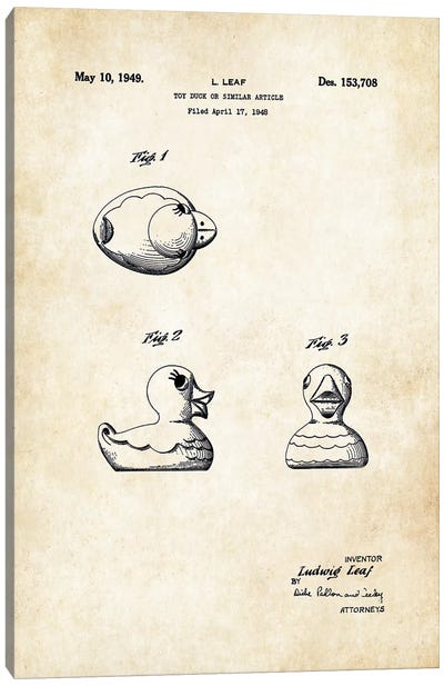 Rubber Ducky Canvas Art Print - Toy & Game Blueprints