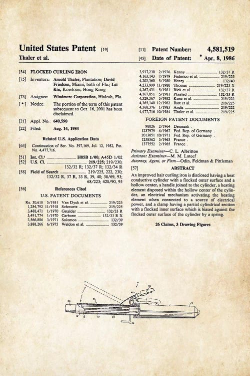 Salon Curling Iron by Patent77 wall art
