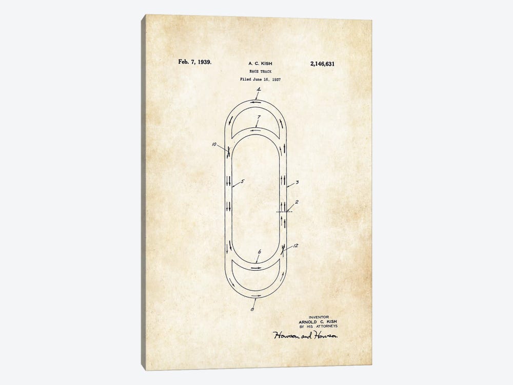 Auto Race Track (1939) by Patent77 1-piece Art Print