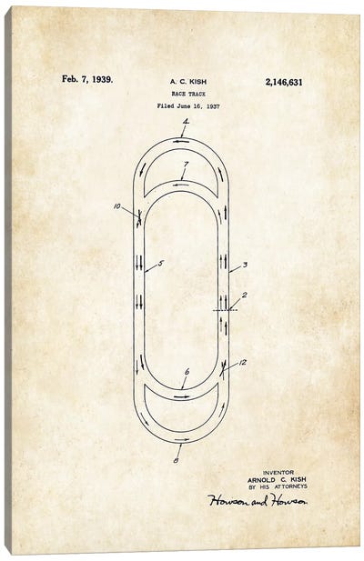 Auto Race Track (1939) Canvas Art Print - Patent77