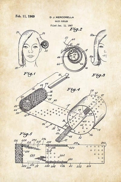Salon Hair Curler by Patent77 canvas print