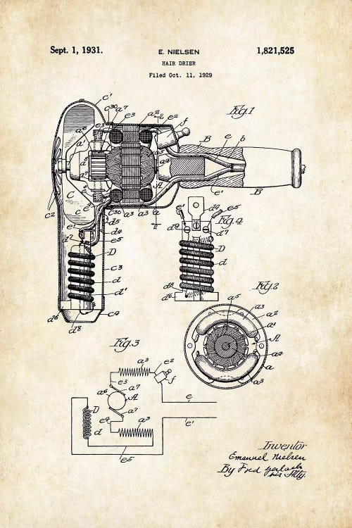 Salon Hair Dryer by Patent77 wall art