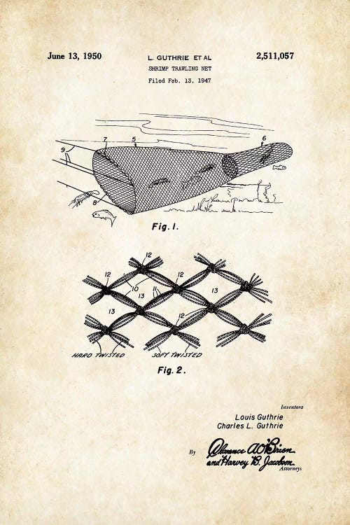 Shrimp Trawling Net by Patent77 wall art