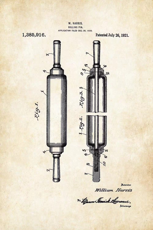 Bakery Rolling Pin by Patent77 wall art