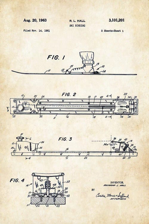 Ski Binding by Patent77 wall art