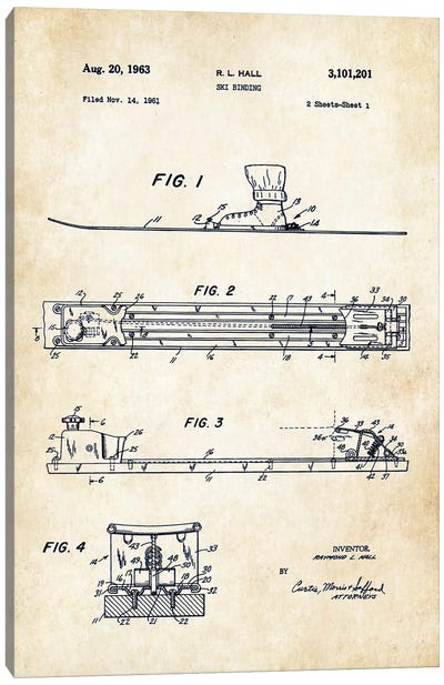 Ski Binding Canvas Art Print - Patent77