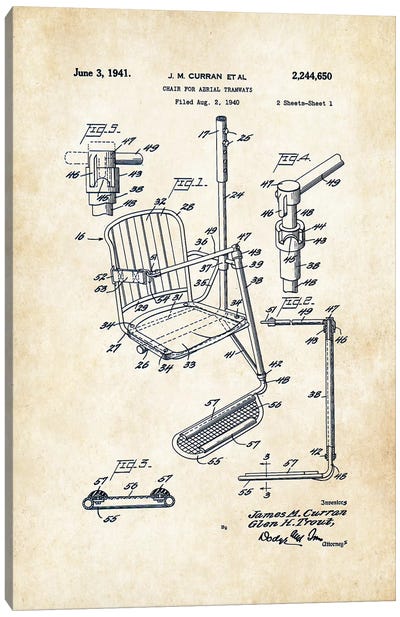 Ski Lift Canvas Art Print - Patent77