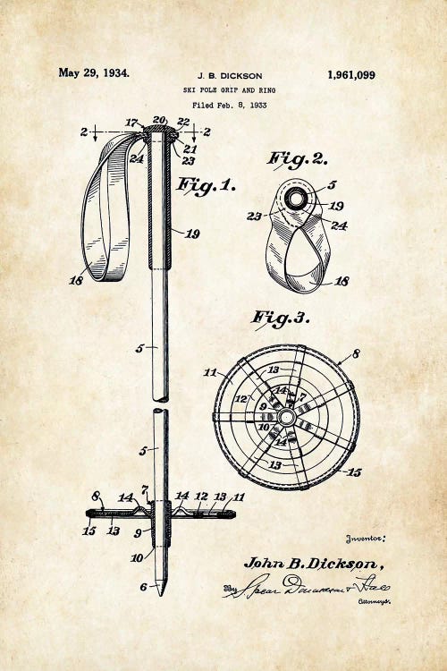 Ski Pole by Patent77 wall art