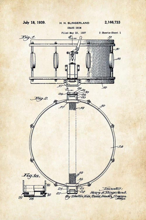 Slingerland Radio King Snare Drum by Patent77 wall art