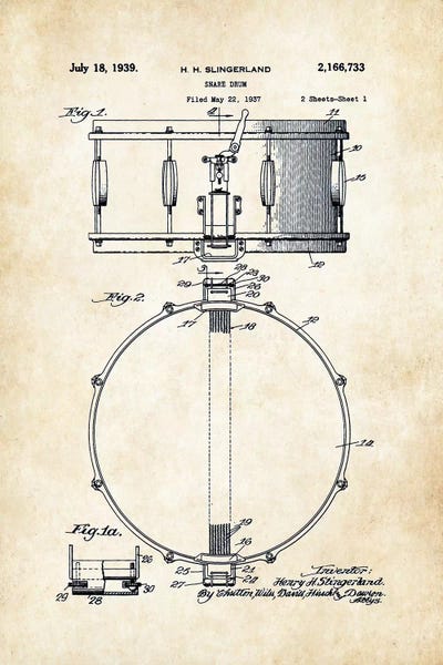 Music Blueprints: Slingerland Radio King Snare Drum by Patent77