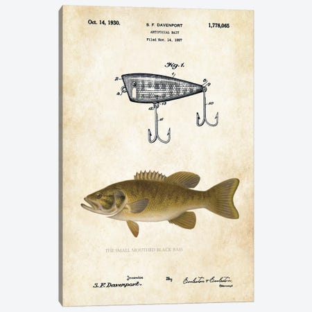 Smallmouth Bass Fishing Lure Canvas Print #PTN246} by Patent77 Canvas Art