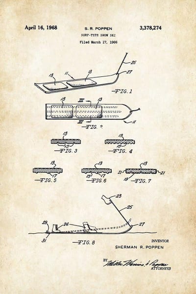 Sports Blueprints: Snowboard (1968) by Patent77