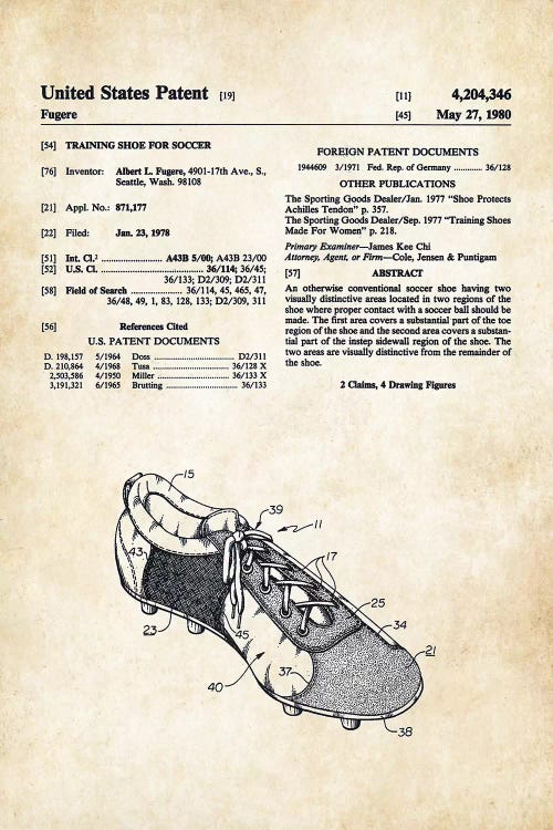 Soccer Cleats by Patent77 wall art