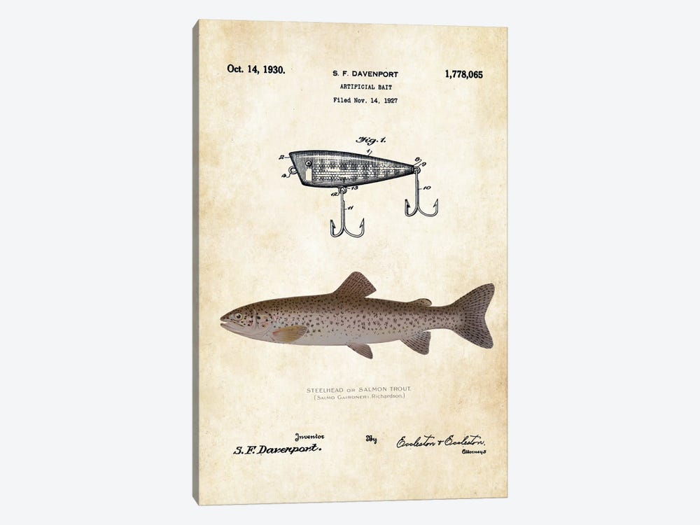 Steelhead Salmon Fishing Lure by Patent77 1-piece Canvas Art