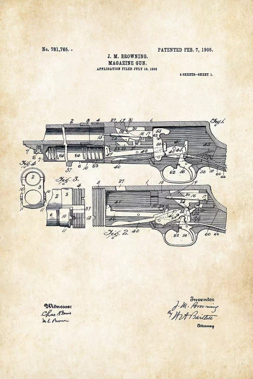 Stevens 520 Shotgun by Patent77 wall art