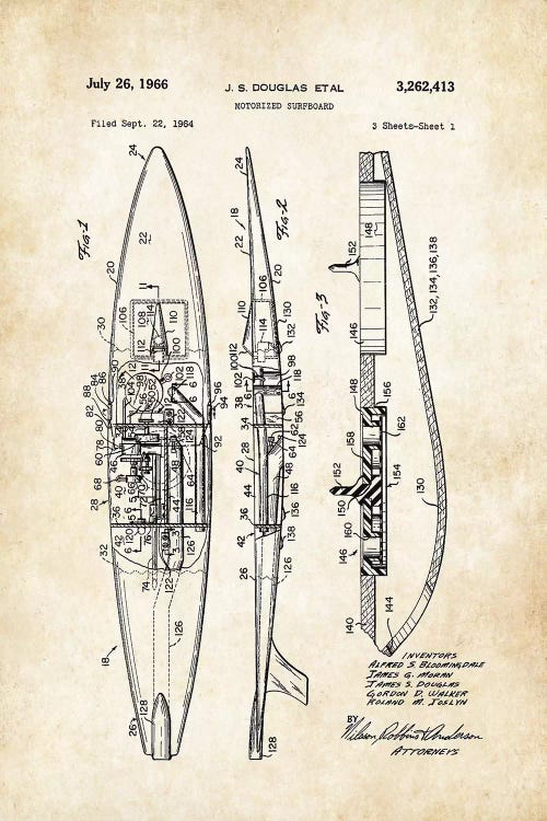 Surfboard (Motorized) by Patent77 wall art