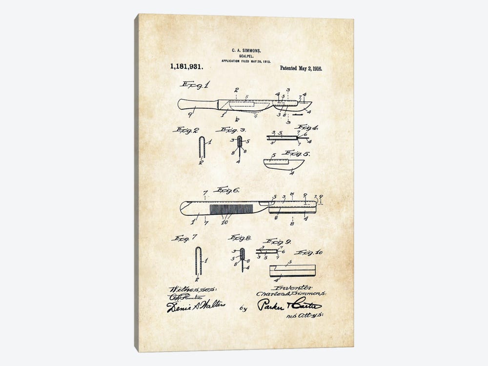 Surgeon Scalpel by Patent77 1-piece Art Print