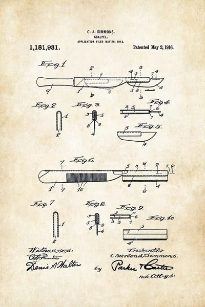 Medical & Dental Blueprints: Surgeon Scalpel by Patent77
