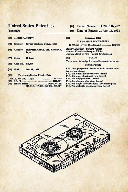 Tape Cassette by Patent77 wall art