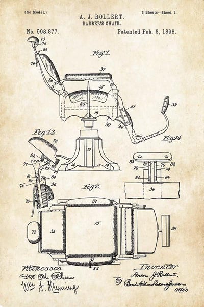 Beauty & Personal Care Blueprints: Barber Chair (1898) by Patent77